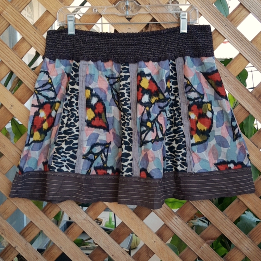 Free People Tribal Animal Print Cotton Skirt Large
